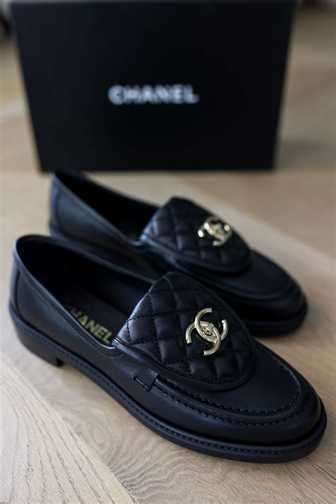 chanel chain loafers|chanel black and white loafers.